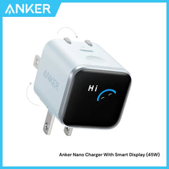 ANKER - Nano 45W Gan Charger With Smart Display - Blue