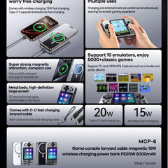 REMAX - MCP-6 5000mAh Game Console Magnetic PD Wireless Charging Power Bank ( 15W + PD20W ) - Tarnish