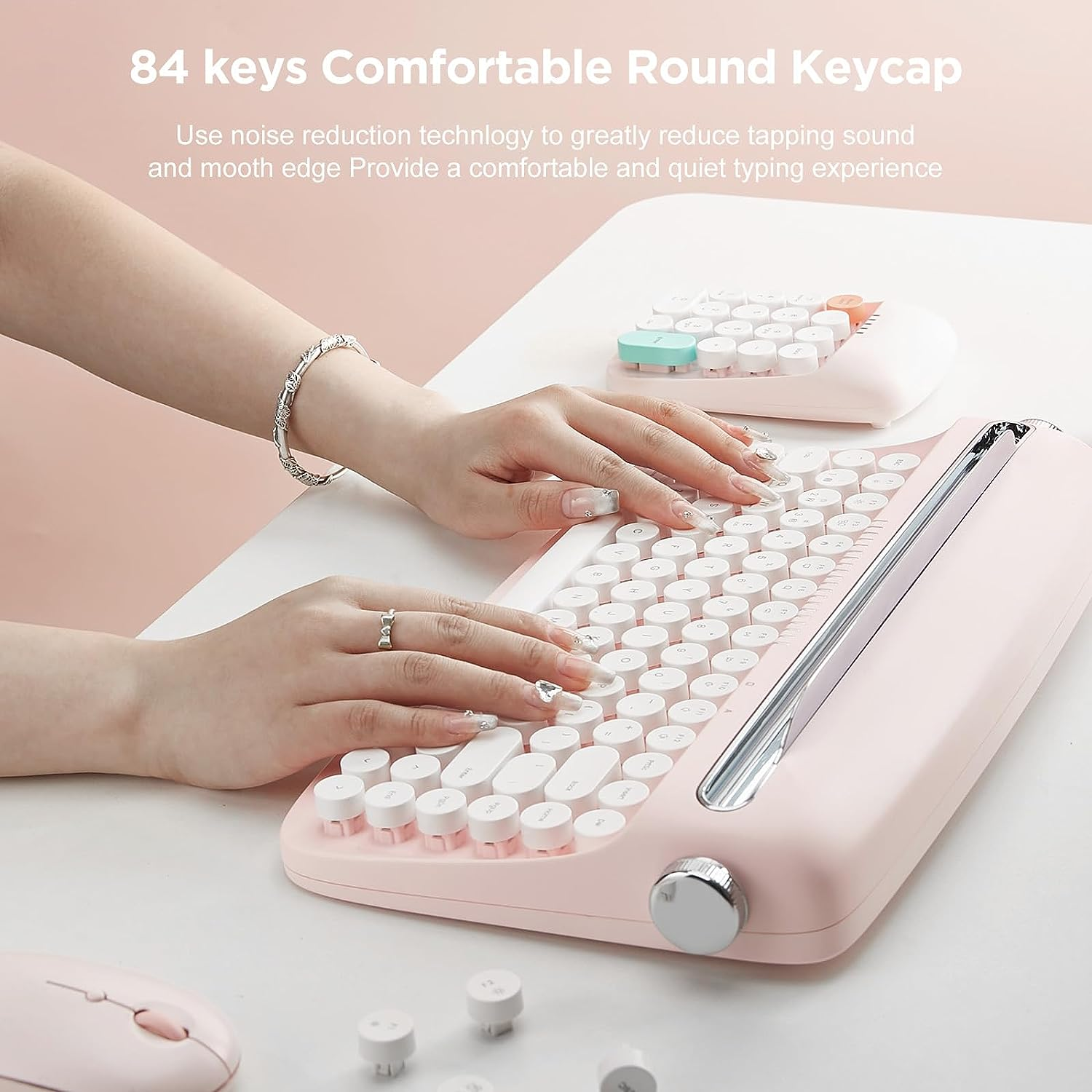 Actto Retro Bluetooth Keyboard (Baby Pink)