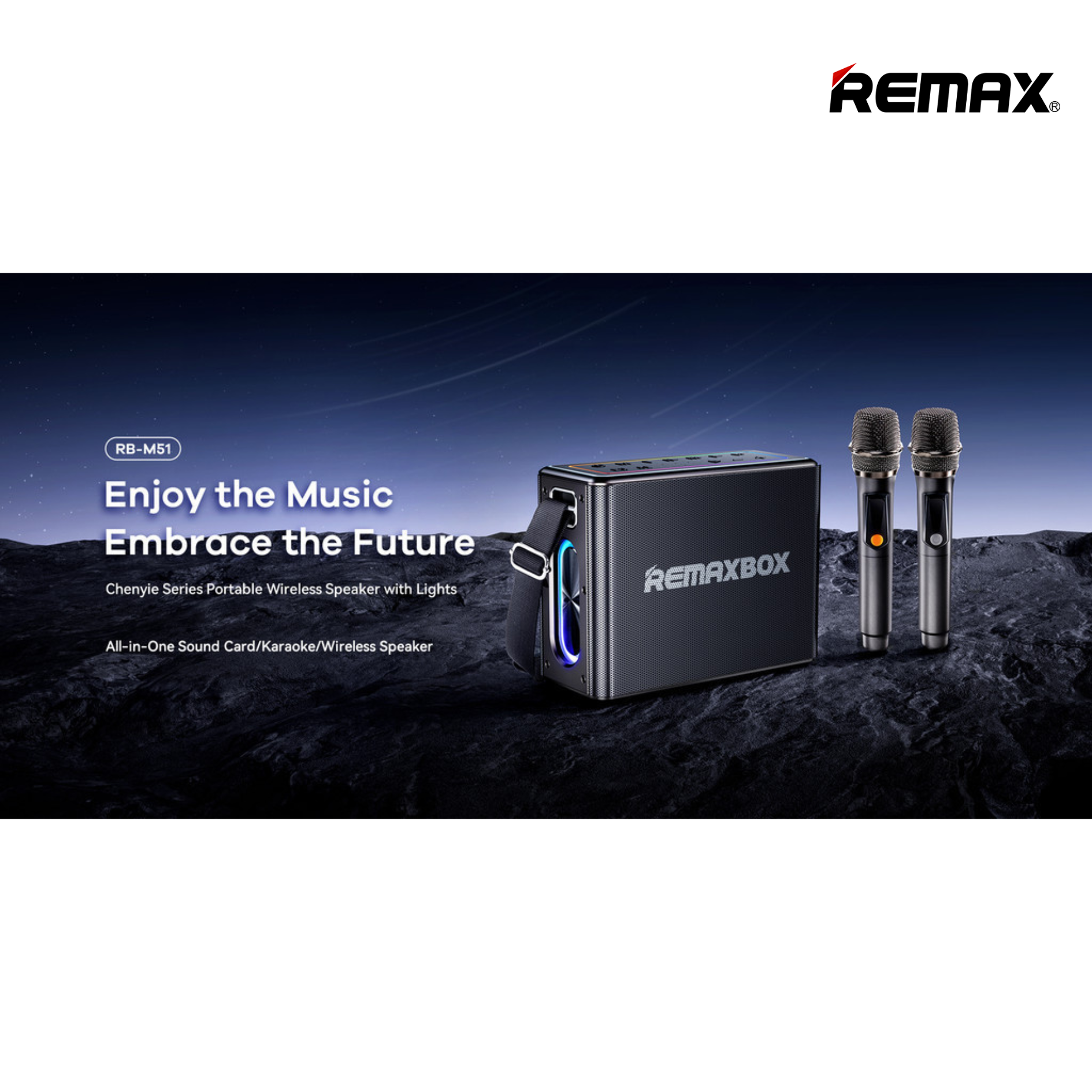 Remax RB-M51 5.4 Chenyie Series Portable Wireless Speaker With Light (120W) - Black