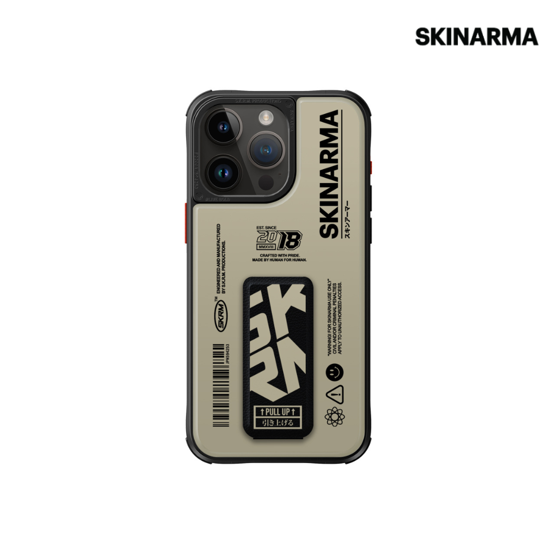 Skinarma iPhone 15 Pro Max Spunk (Mag-Charge + Grip-Stand) Case (Orange)
