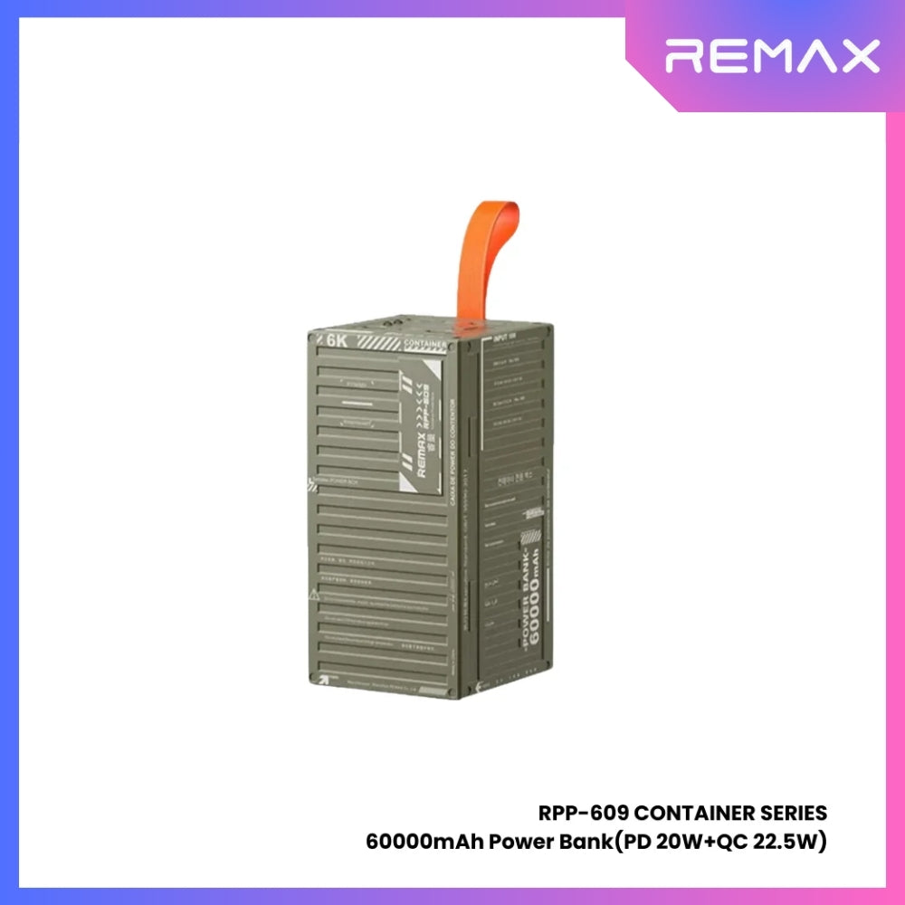 REMAX RPP-609 Container Series 60000mAh PD+QC Fast Charging Power Bank(PD 20W+QC 22.5W) - Green