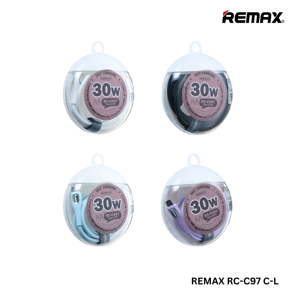 REMAX RC-C097 C-L Crystal Series 3A Liquid Silicone Fast Charging Data Cable Type-C to Lightning(1M)(30W) - Blue