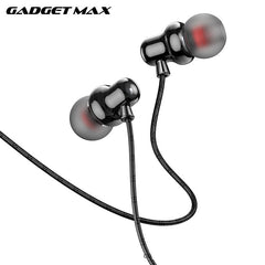 GADGET MAX GM10 UNIVERSAL WIRED  3.5MM EARPHONE WITH MIC (1.2M) - BLACK