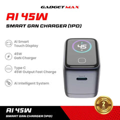 GADGET MAX - AI 45W (1PD) Smart GAN Charger - Grey