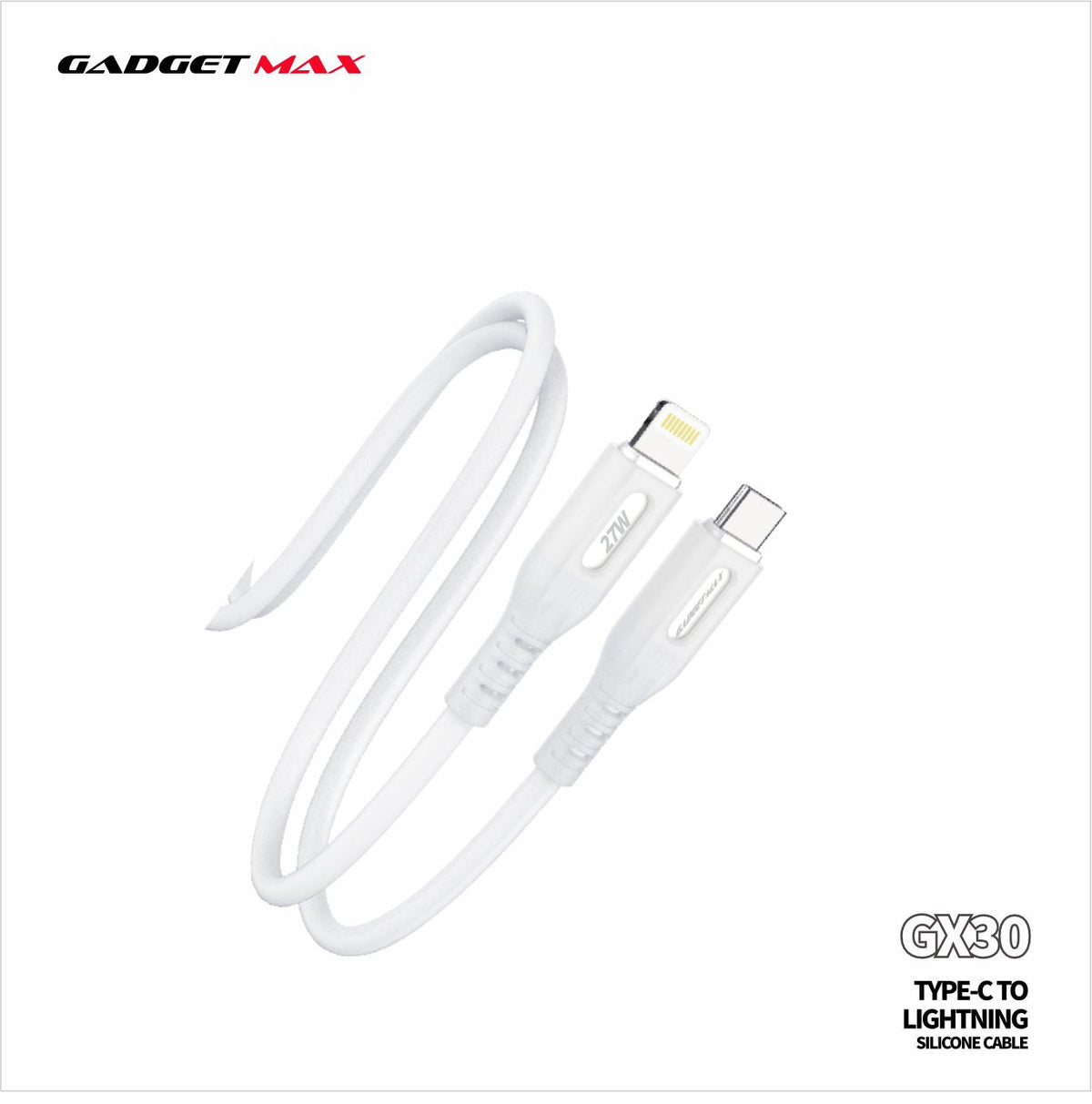 Gadget Max - GX30 C-L Nano Series Type-C To Lightning PD Fast Charging Data Cable (27W) - White