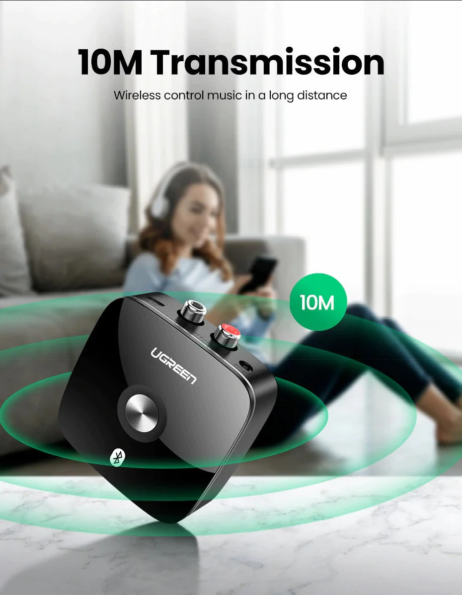 Ugreen CN106 Wireless Bluetooth Audio Receiver 5.0/5.1 with 3.5mm and 2RCA Adapter