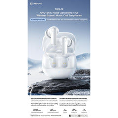 REMAX - TWS-12 ANC+ENC Noise Canceling True Wireless Earbuds - Black