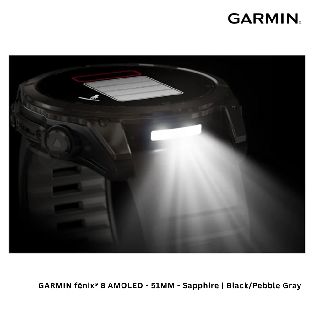 GARMIN - fēnix® 8 AMOLED Smart Watch ( 51mm ) | Sapphire - Black/Pabble Grey