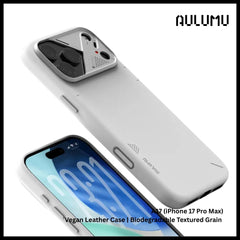 Aulumu - A17 Vegan Leather Case For iPhone 17 Pro Max | Biodegradable | Textured Grain Leather - White