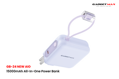 GADGET MAX GB24 AIO Pro Series 15000mAh All-in-One Fast Charging Cable Power Bank - Purple