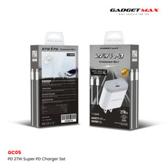 GADGET MAX - GC05 27W Super PD Charger Set With C-C 60W Cable - White