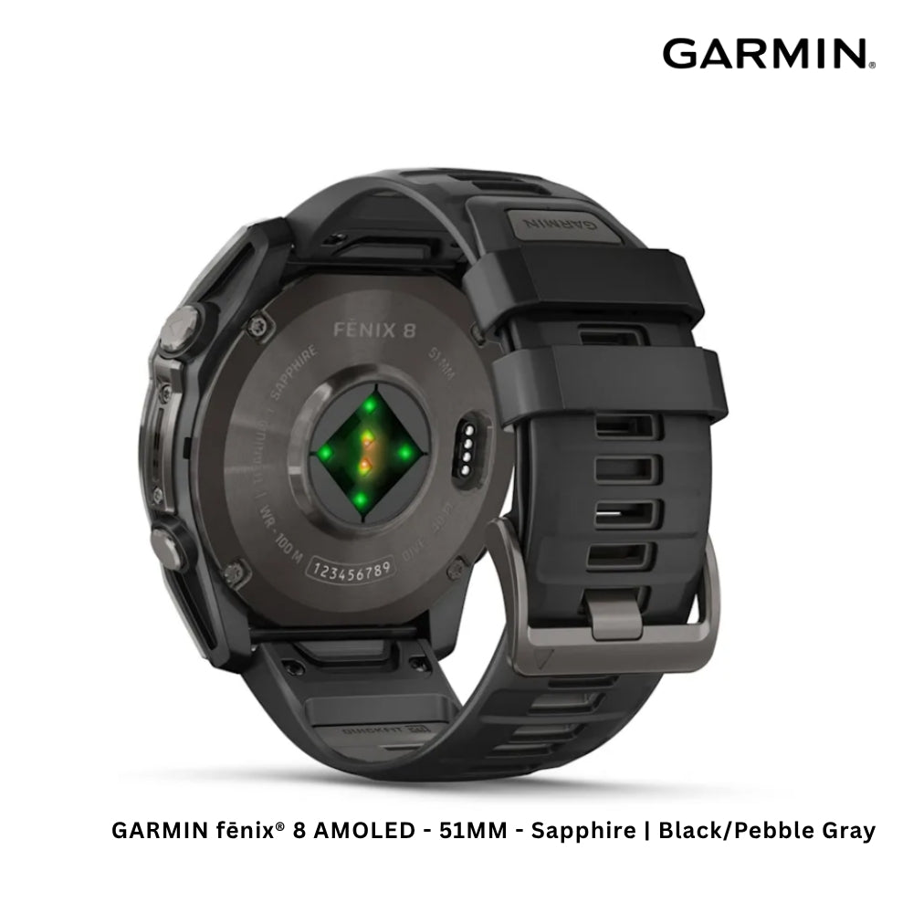 GARMIN - fēnix® 8 AMOLED Smart Watch ( 51mm ) | Sapphire - Black/Pabble Grey