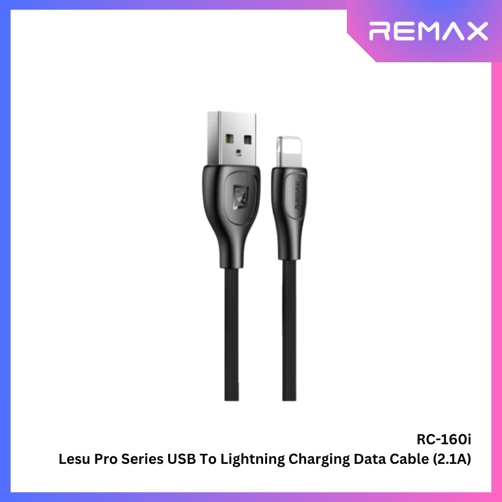 REMAX RC-160i Lesu Pro Series 2.1A USB to Lightning Charging Data Cable (2.1A) - Black