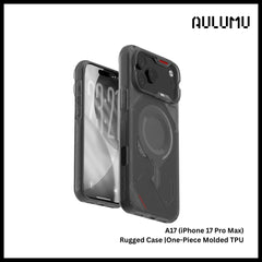 Aulumu - A17 Rugged Case For iPhone 17 Pro Max | One-Piece Molded TPU | Reinforced Drop Protection - Translucent Gray