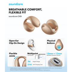 SOUNDCORE - C40i Clip-On Earbuds - Golden