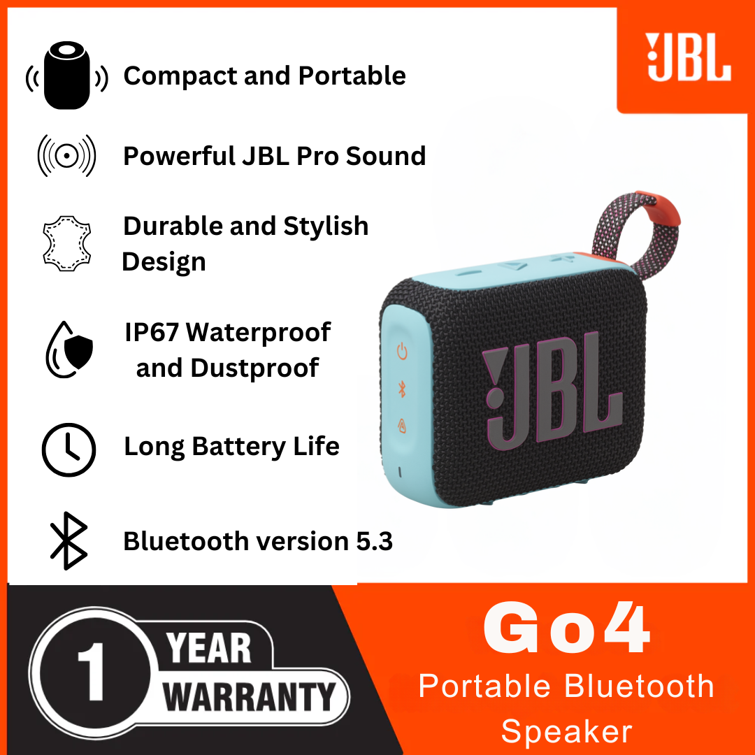 JBL Go4 Portable Bluetooth Speaker - Black Orange