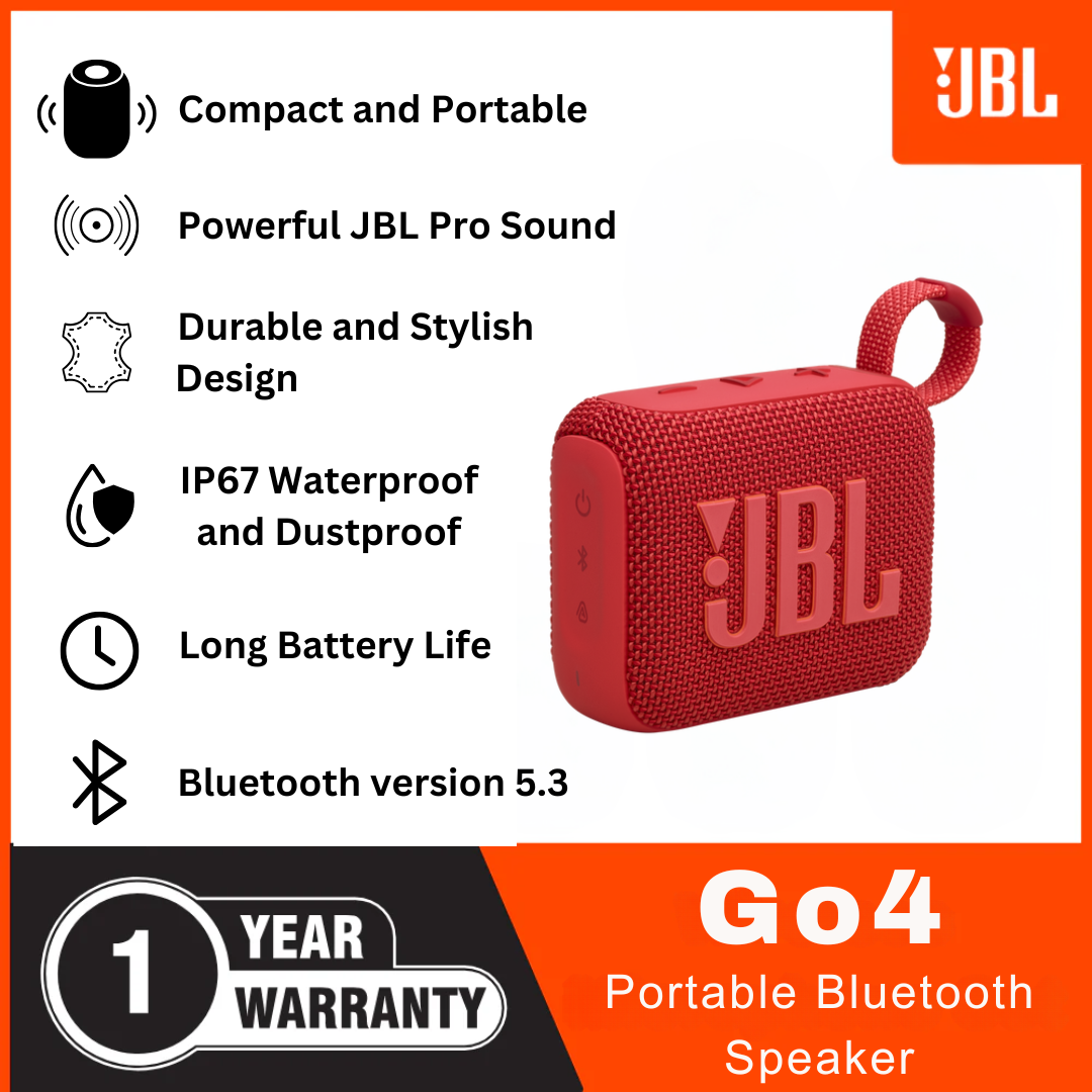 JBL Go4 Portable Bluetooth Speaker - Red