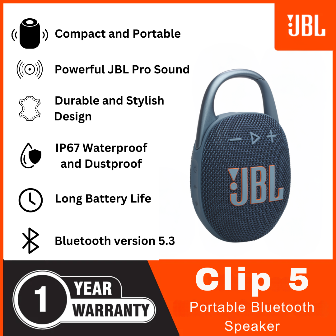 JBL CLIP 5 Portable Bluetooth Speaker - Blue