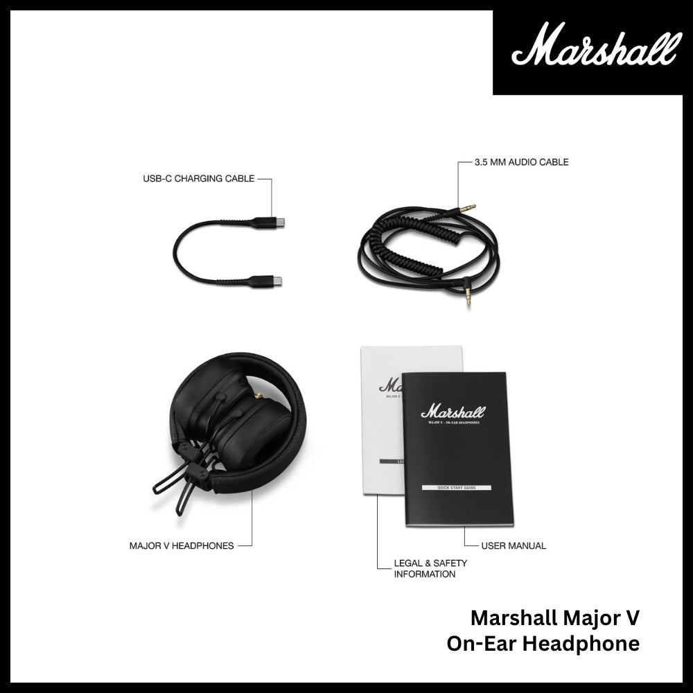 Marshall Major 5 On-Ear Bluetooth Headphone - Black