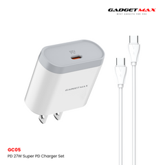 GADGET MAX - GC05 27W Super PD Charger Set With C-C 60W Cable - White