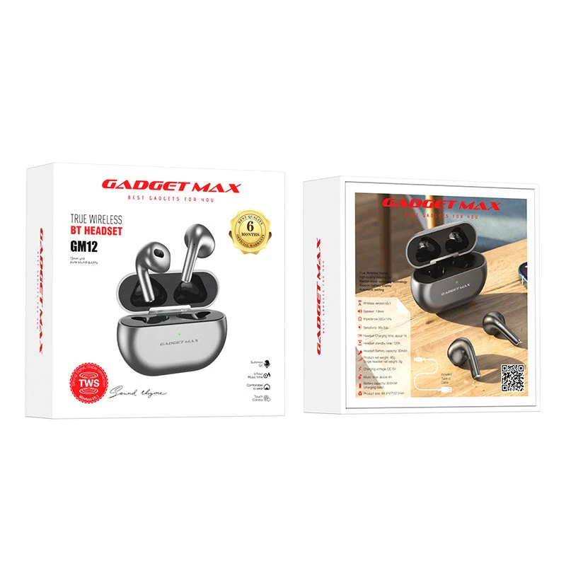 GADGET MAX - GM12 Bluetooth Wireless Earbuds - Tarnish