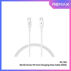 REMAX - RC-191 C-C Marlik Series Type-C to Type-C Fast Charging PD Charging Data Cable (65W) - White