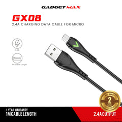 GADGET MAX GX08 MICRO 2.4A CHARGING DATA CABLE FOR MICRO (2.4A)(1M) - BLACK