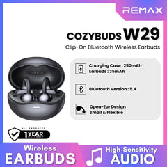 REMAX - Cozybuds W29 Clip-On Bluetooth Wireless Earbuds - Black