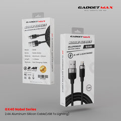 GADGET MAX - GX40 Lightning Nobel Series USB To Lightning Charging Data Cable (2.4A) - Black