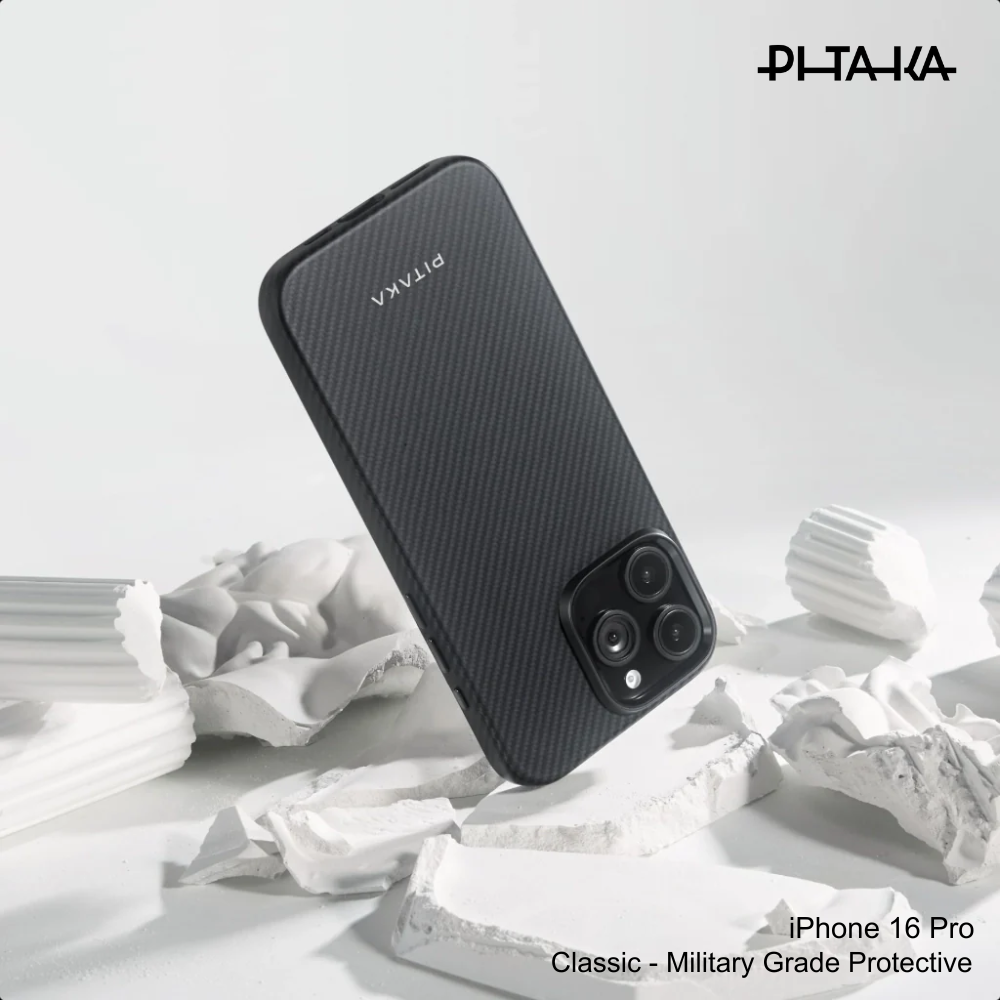 PITAKA - iPhone 16 Pro Case ( Military-Grade ) - Black/Grey