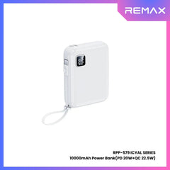 REMAX RPP-579 Icyal Series 10000mAh PD+QC Fast Charging Power Bank(PD 20W+QC 22.5W) - White