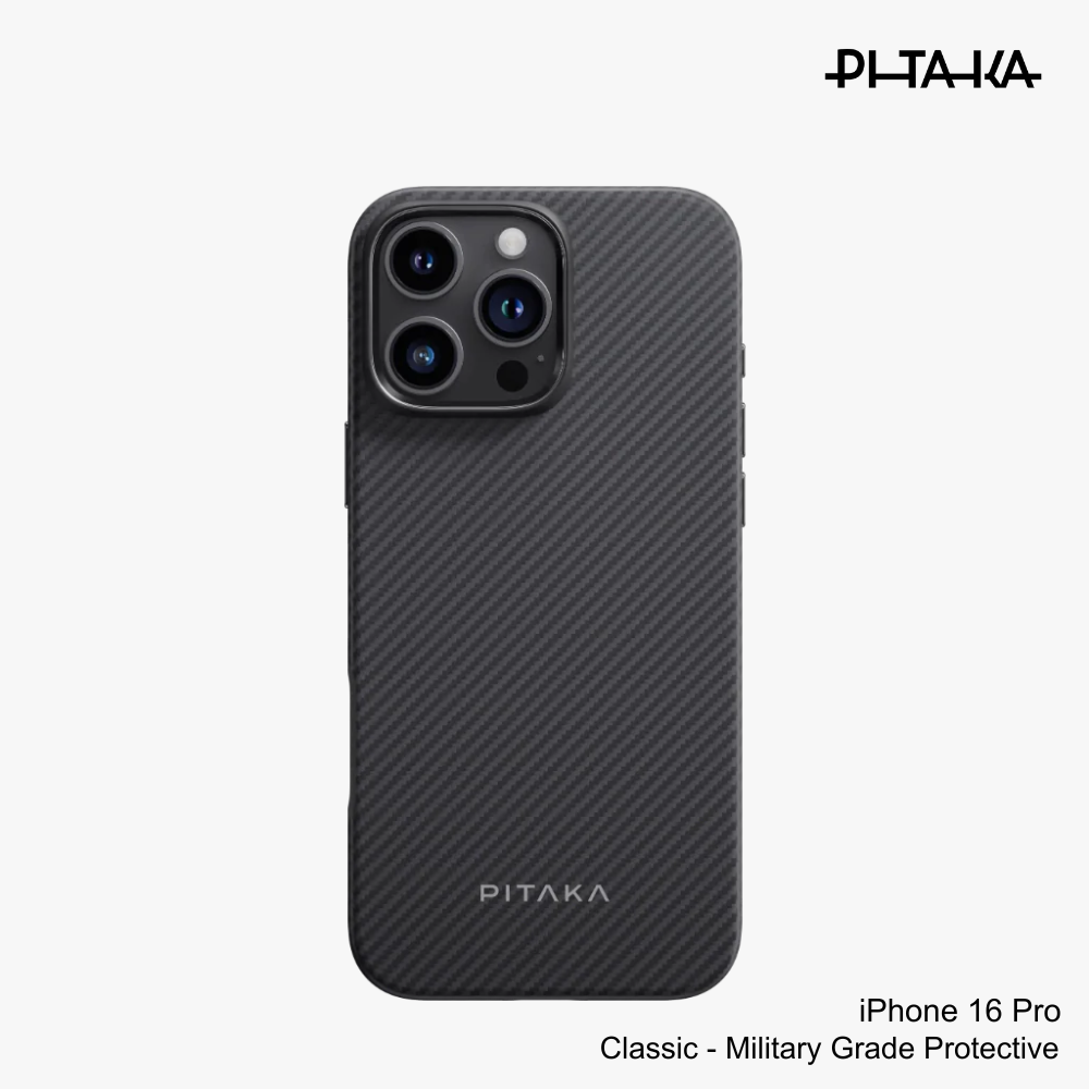 PITAKA - iPhone 16 Pro Case ( Military-Grade ) - Black/Grey