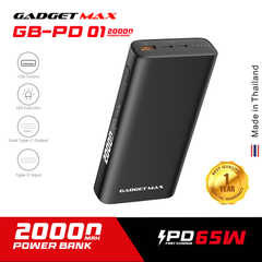 GADGET MAX GB-PD01 20000MAH RAY 65W PD POWER BANK (OUTPUT-1USB/INPUT-TYPE-C) (TYPE-C IN/OUT), 65W Power Bank, 20000mAh Power Bank, PD Power Bank, Power Bank for All