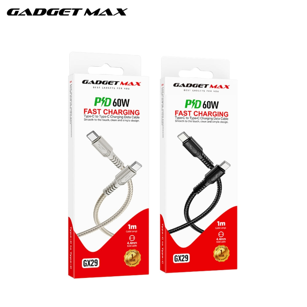 GADGET MAX - GX29 C-C Woven Series Type-C To Type-C Fast Charging Data Cable (60W) - Black