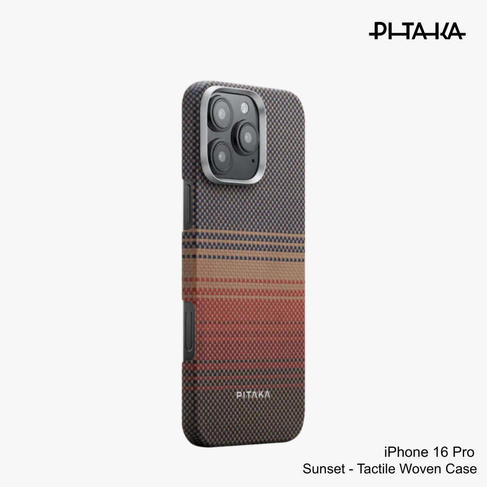 PITAKA - iPhone 16 Pro Case ( Sunset Moonrise Tactile Woven ) - Sunset