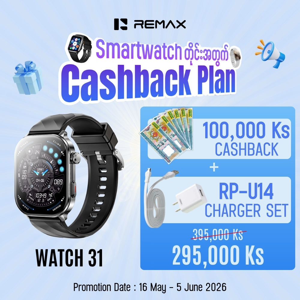 REMAX - Watch 31 AI Multi-App Smartwatch Flagship Edition (4GB RAM) - Black