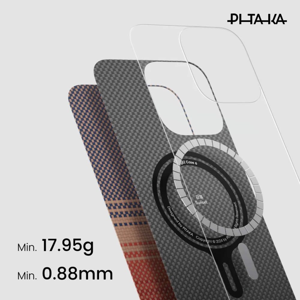 PITAKA - iPhone 16 Pro Case ( Sunset Moonrise Tactile Woven ) - Sunset