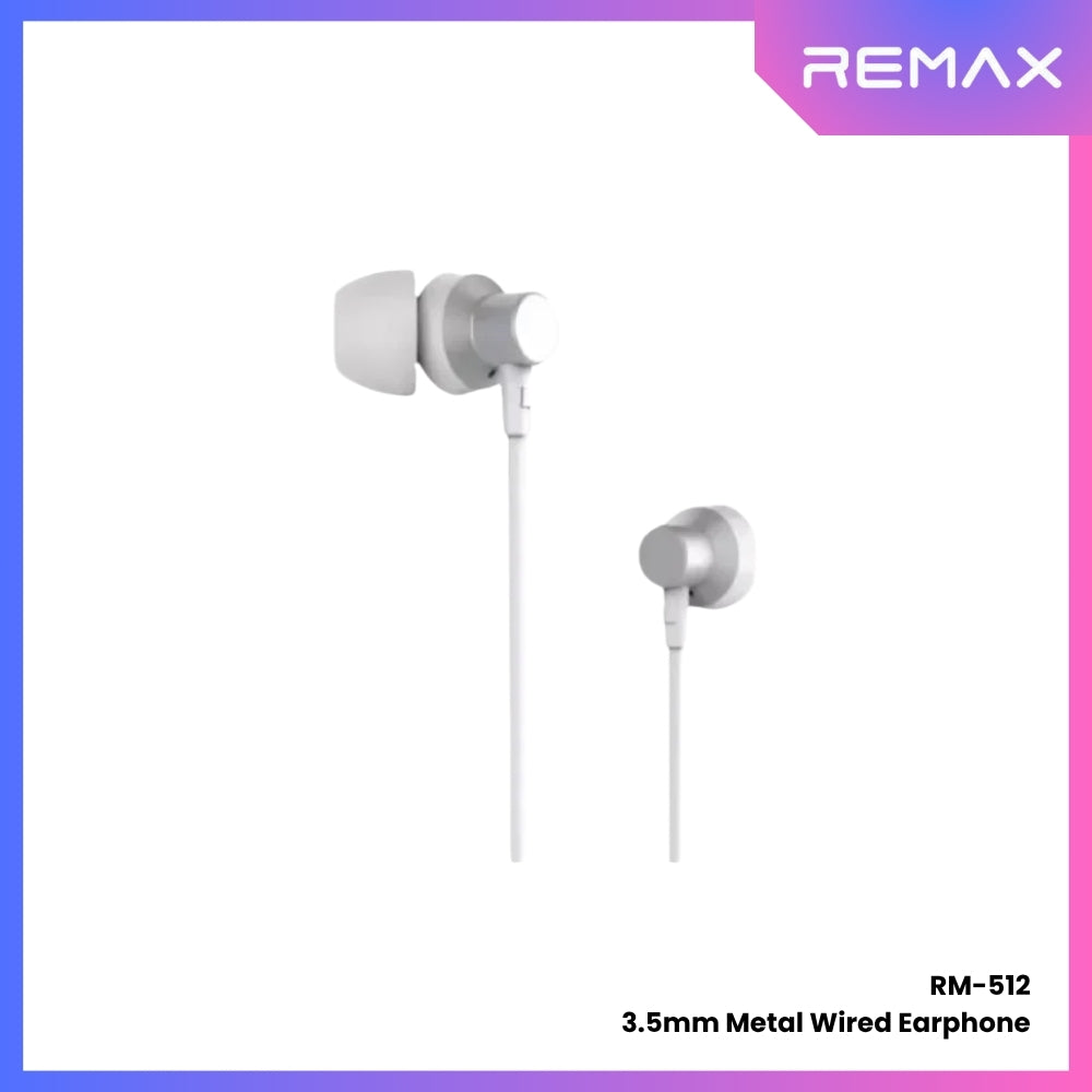 REMAX - RM-512 3.5mm Metal Wired Earphone - Silver