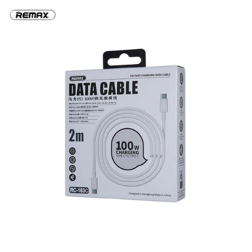 REMAX RC-183C MARLIK SERIES 100W PD FAST-CHARGING DATA CABLE TYPE-C TO TYPE-C,C TO C  Data Cable ,Type C to Type C Fast Charging Cable , USB C Cable , PD Cable , PD Port , C to C Cable Samsung , Xiaomi , Apple , Huawei