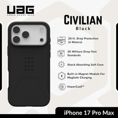 UAG - Civilian MagSafe Case For iPhone 17 Pro Max - Black