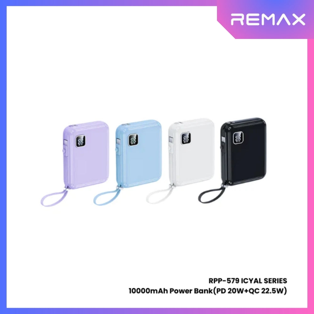 REMAX RPP-579 Icyal Series 10000mAh PD+QC Fast Charging Power Bank(PD 20W+QC 22.5W) - White