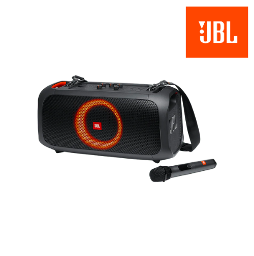 JBL Partybox On-The-Go Portable party speaker with built-in lights and wireless mic