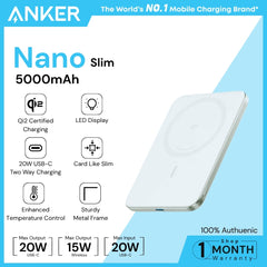 ANKER - Nano Slim 5000mAh Magsafe Power Bank - White