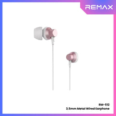 REMAX - RM-512 3.5mm Metal Wired Earphone - Pink