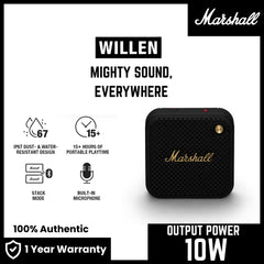 Marshall - Willen Bluetooth Portable Speaker - Black & Brass