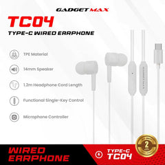 GADGET MAX - TC04 Type-C Wired Earphone - White