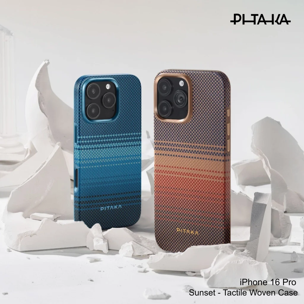 PITAKA - iPhone 16 Pro Case ( Sunset Moonrise Tactile Woven ) - Sunset