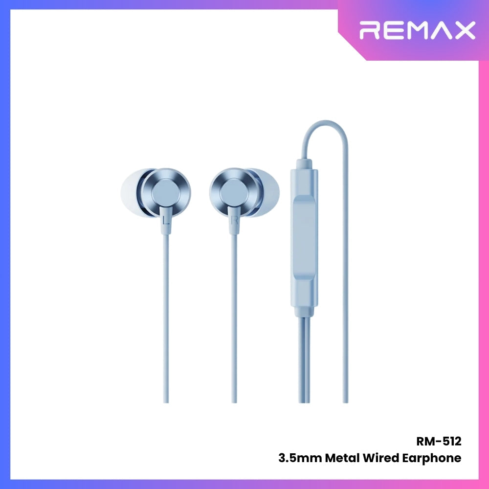 REMAX - RM-512 3.5mm Metal Wired Earphone - Blue