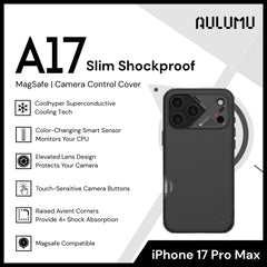 Aulumu - A17 Slim Shockproof Case For iPhone 17 Pro Max | Magsafe | Camera Control Cover - Black